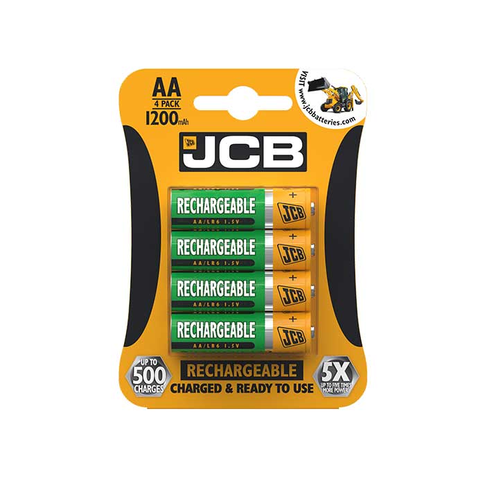JCB AA Batteries - 1200mAh Rechargeable - 4 Pack