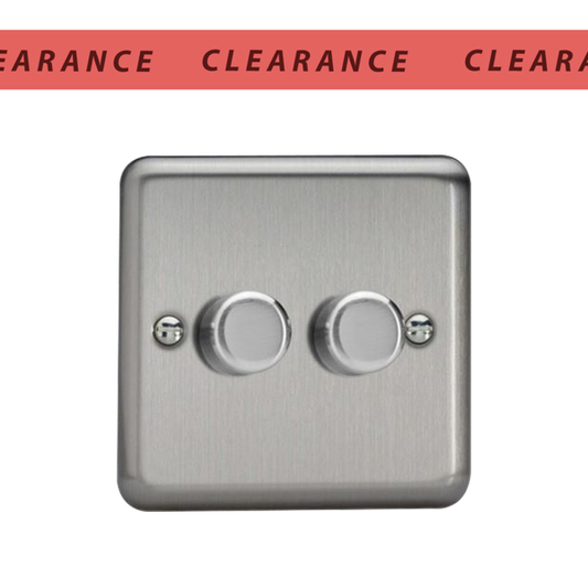 LED Dimmer Switch 2 Gang 2 Way - Brushed Metal